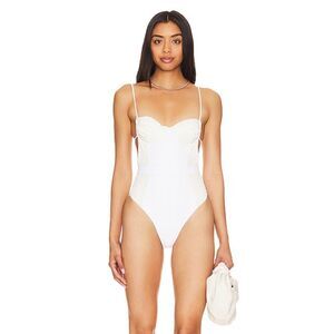 Tularosa Gardenia Swimsuit white one piece underwire bust bathing cut out NWT S